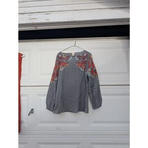 Embroidered Sundance Blouse - Size S - Grey